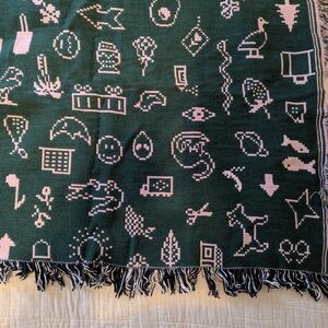 Areaware "Cairo" Green and Pink Patterned Throw Blanket